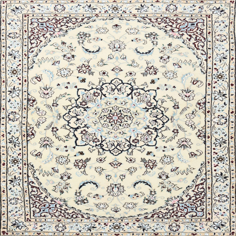 Tapis gris/beige traditionnel, Carré 8 pi