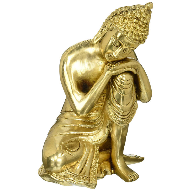 Figurine bouddhiste tibétaine assise à la main en laiton