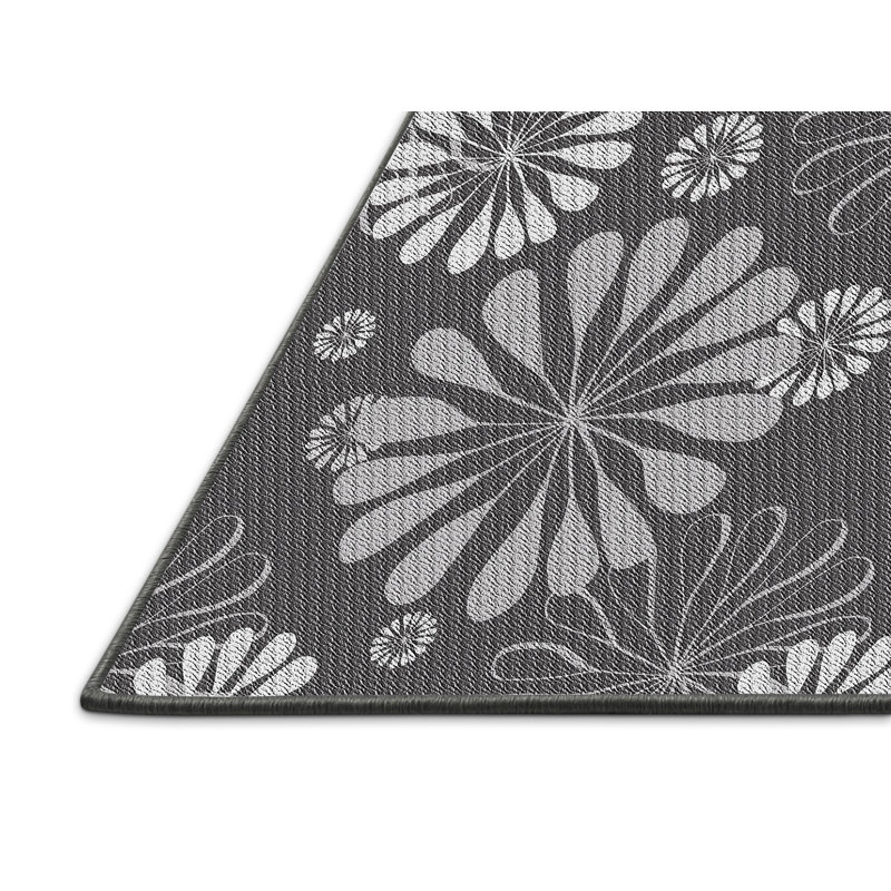 Tapis gris à motif floral Israël, Rectangle 5 pi x 7 pi