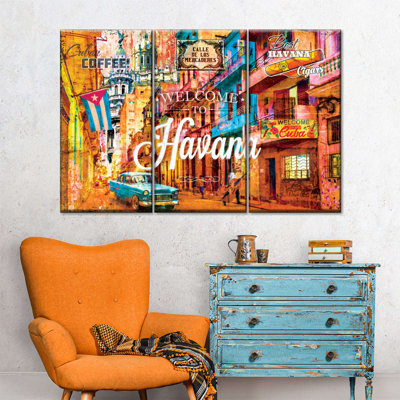 " Welcome To Havana Grunge " by PaintboxJenny 3 - Pieces