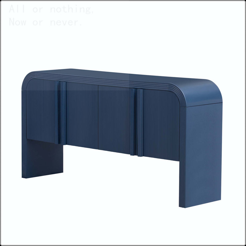Console 62,2 pouces à motif de vagues avec 4 portes et tablette réglable, Noir