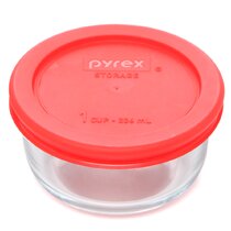 Pyrex Glass Storage Container Round with Red Lid - 1 ct pkg