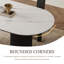 Bureau 71 po ovale moderne, plateau de table en faux marbre brillant, pieds doubles en bois-1429838395