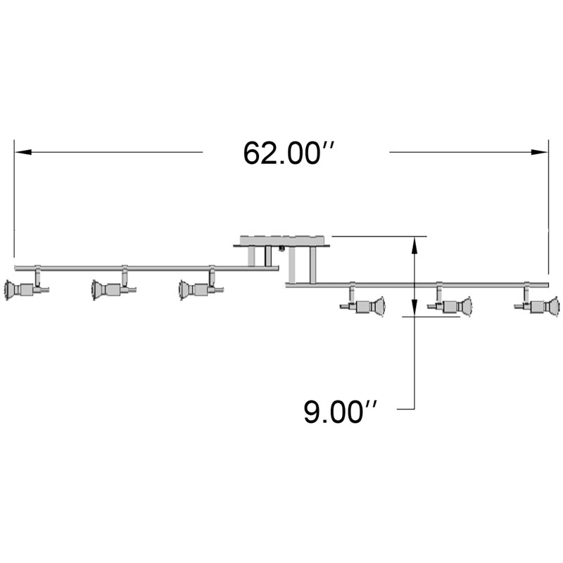 Ensemble de rail d'éclairage 6 lumières Philpott, Acier brossé