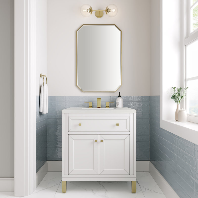 Chicago 30'' W Single Vanity, Glossy White, White Zeus, 8" Widespread