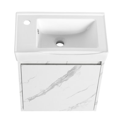 Élégant meuble-lavabo mural avec caractéristiques haut de gamme et grand espace de rangement