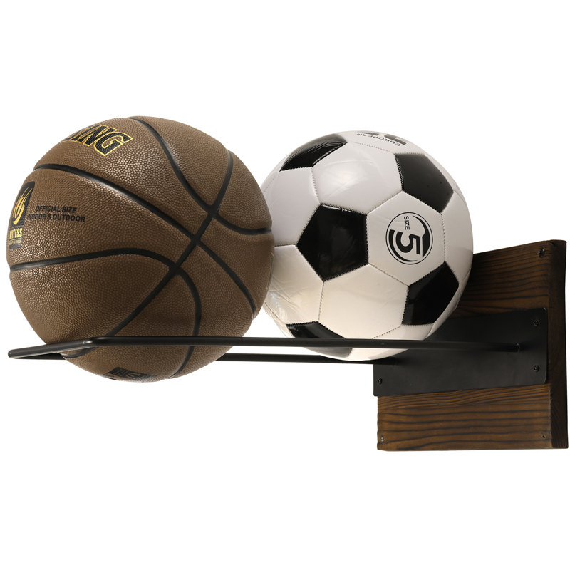 Wall Mounted Multi-Use Sports Rack, Black/Brown
