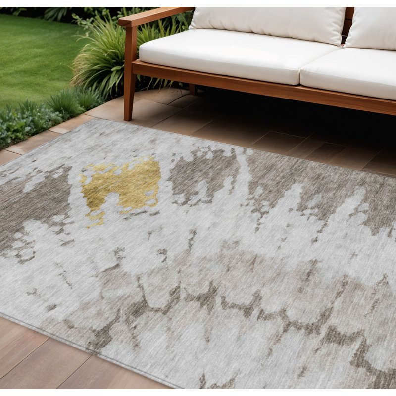 Tapis intérieur lavable abstrait ivoire 9 pi x 12 pi