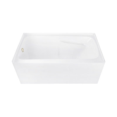 Baignoire alcôve rectangulaire en acrylique à 3 parois 54 pouces avec accoudoirs Kingston Eden