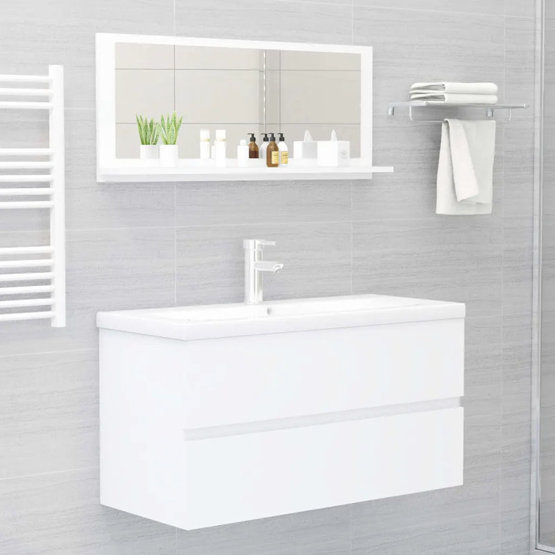 Dorlene Flat Mirror, 37cm x 90cm, White