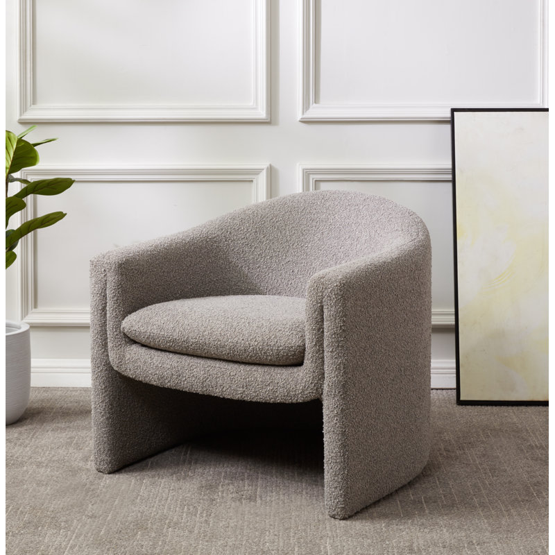 Fauteuil demi-tonneau 32,87 po Pollman, Boucle gris clair