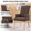 Chaise de salle à manger Amdad capitonnée en tissu avec pieds massifs-152345000-152345001