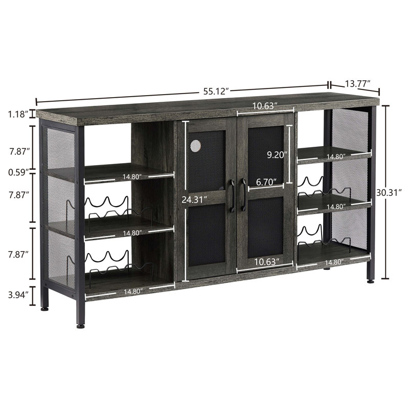 Crédence de rangement Ravshan 55,12 W, Gris foncé
