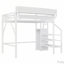 Lit mezzanine simple en métal avec tablettes de rangement et garde-robe-921841466