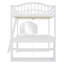 Lit mezzanine double en bois avec bureau en U, compartiments de rangement et miroir à trois volets