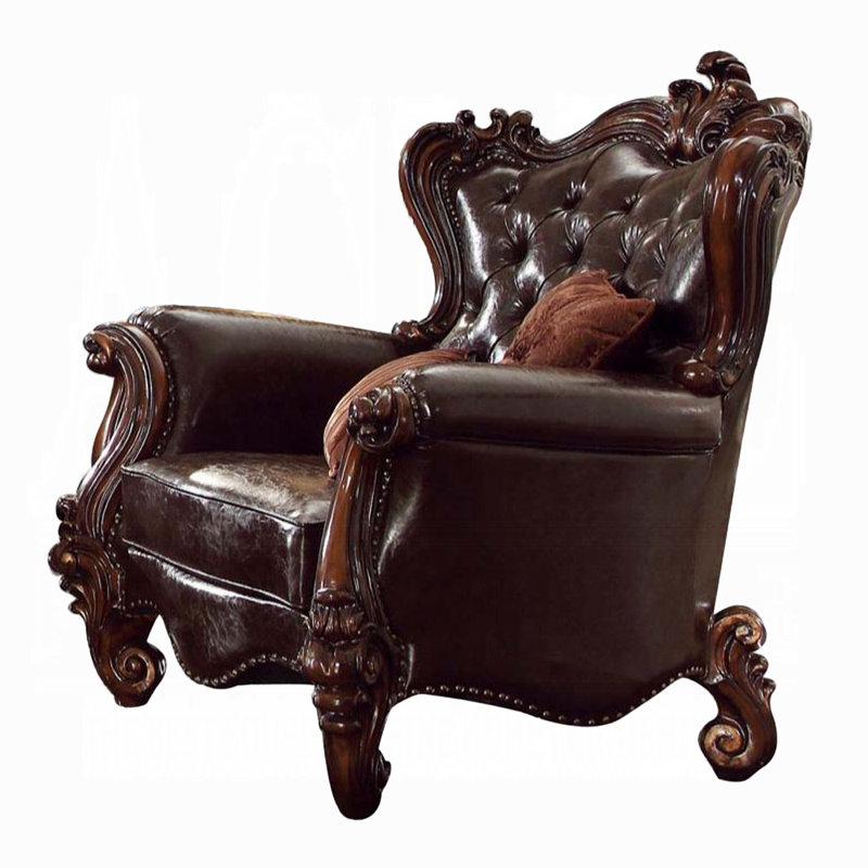Fauteuil à oreilles Vazquez, Chêne cerise