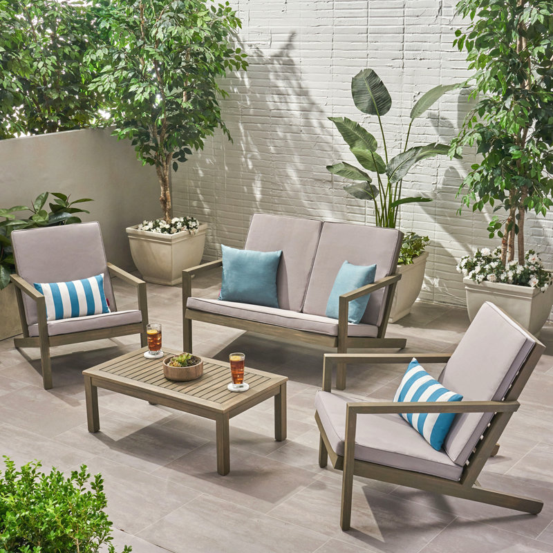 Mobilier de patio d'extérieur 4 pièces Leah Chat