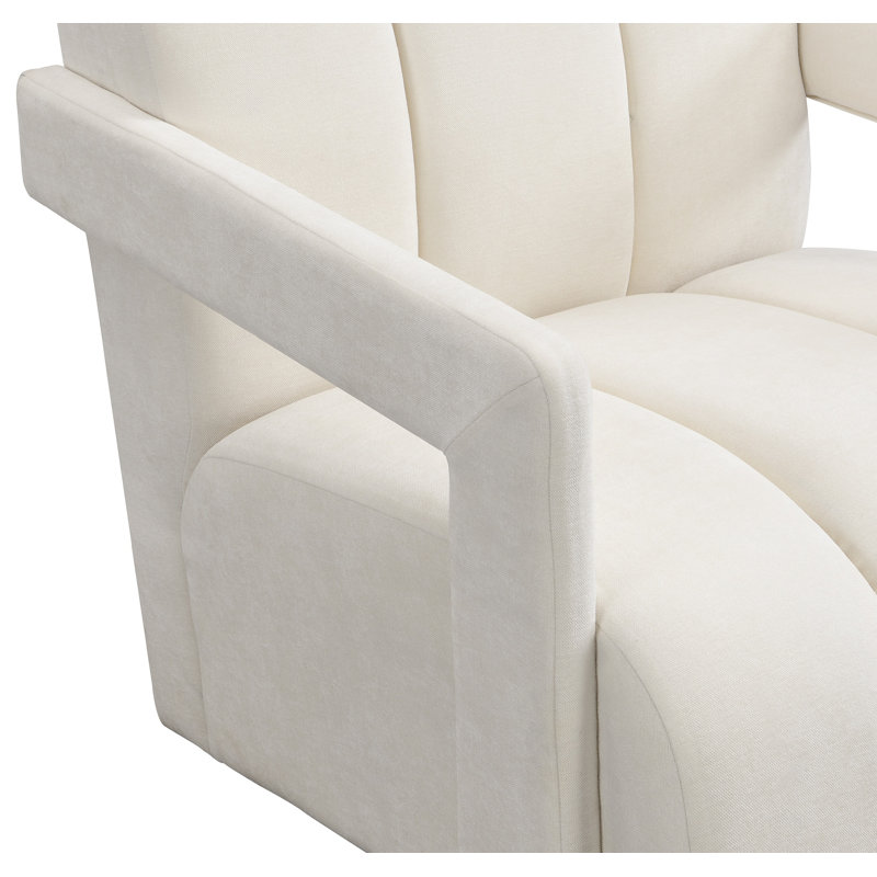 Chaise avec accoudoirs avec accoudoirs en forme de L et tissu en polyester 26,3 po U-Can, Blanc