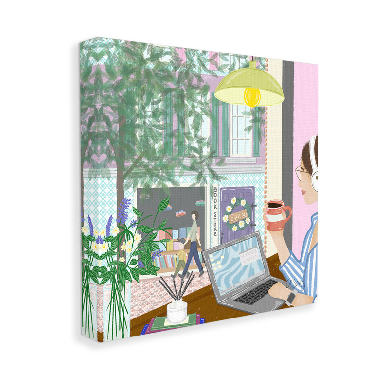 Art mural sur toile "Relaxing Cafe in City" par Ale Saiz Studio, H 30 po x l 30 po