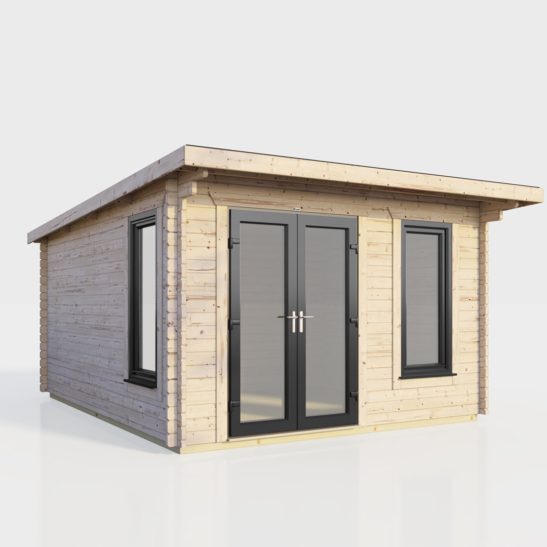 Powersheds 12 x 12ft Pent Log Cabin, Doors to the Left - 44mm