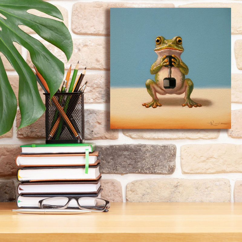 Toile épique Graffiti «Gym Frog Goblet Squat» par Lucia Heffernan, 12 po x 12 po, H 12 po x l 12 po