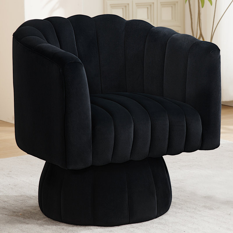 Fauteuil demi-tonneau pivotant 28 po, Velours noir