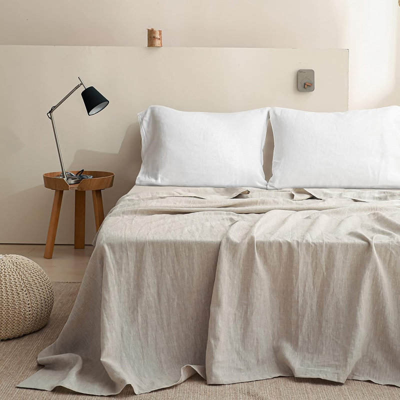 Drap plat en lin (lin, très grand), Drap plat très grand, Lin
