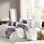 Édredon imprimé en coton - taupe très grand gris / mauve 1 jupe de lit 2 taies décoratives 3 magnifiques coussins décoratifs-124826347-124826348