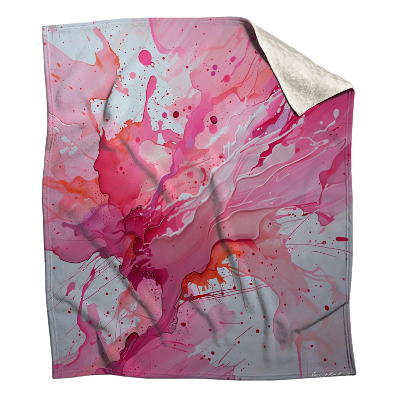 Abstract Fleece Throw Blanket - Art Throws for Sofas or Beds, 50in W x 60in H