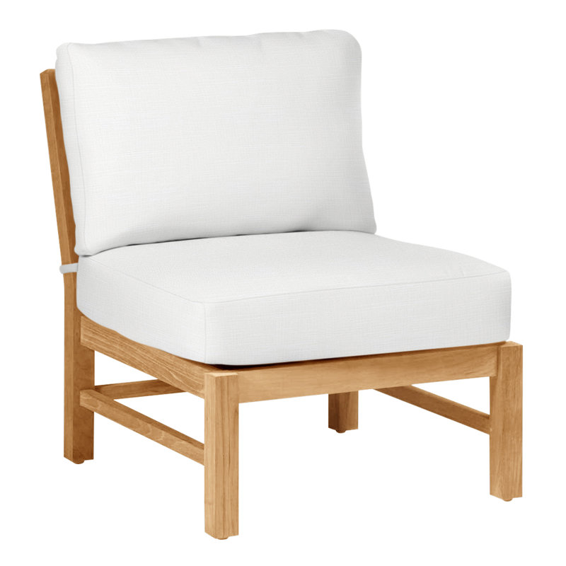 Fauteuil de chambre modulaire d'extérieur Club Teak, Pas de soudure, Argent Rollo, Teck naturel