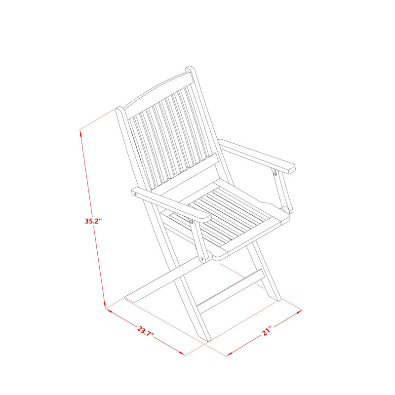 Darrin Folding Acacia Patio Dining chair, With Arm Chair