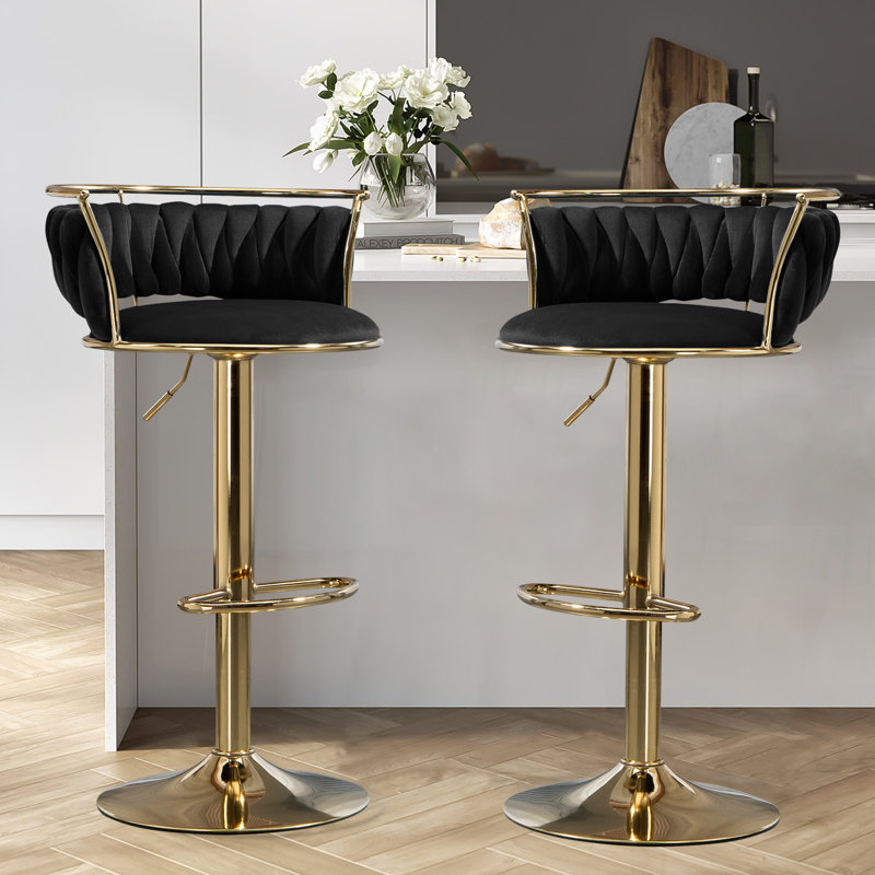 Tabouret de bar Christal, Noir, Gold