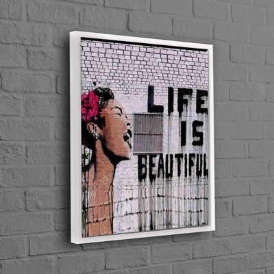 Art mural de style graffiti sur toile de coton Large Life is Beautiful