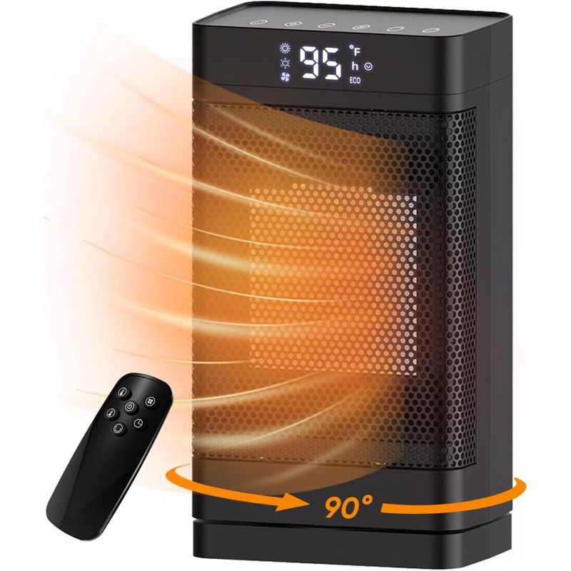 Fimei 1500 Watt Electric Fan Compact PTC Space Heater with Adjustable Thermostat, Remote and Touch Control