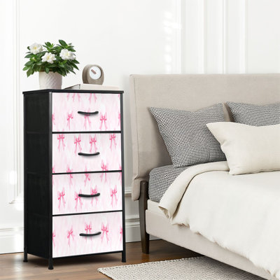 Commode 4 tiroirs pour chambre à coucher, commode étroite, plateau en bois et structure en fer de travail 18 po x 37,5 po - (l x H)