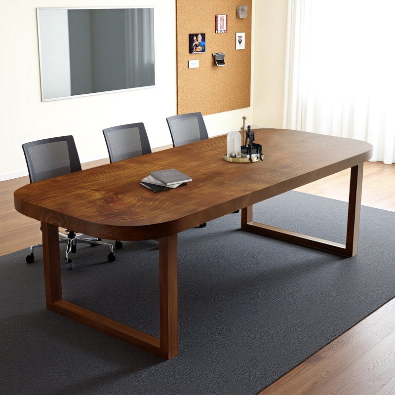 Table de conférence rectangulaire en bois massif brun classique, H 29,53 po x L 78,74 po x l 31,5 po