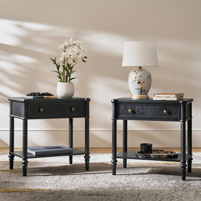  Jacky Transitional 26"Tall 1-Drawer End Table with Built-In Charging Ports 