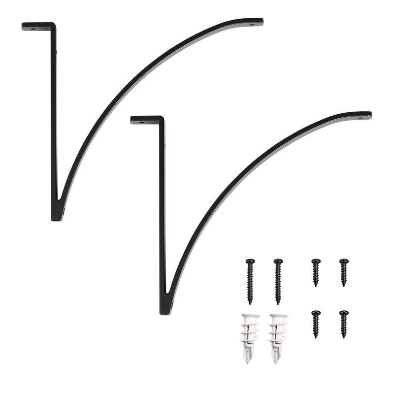 Lumi Home Furnishings Shelf Brackets Black 2-Pack, Black