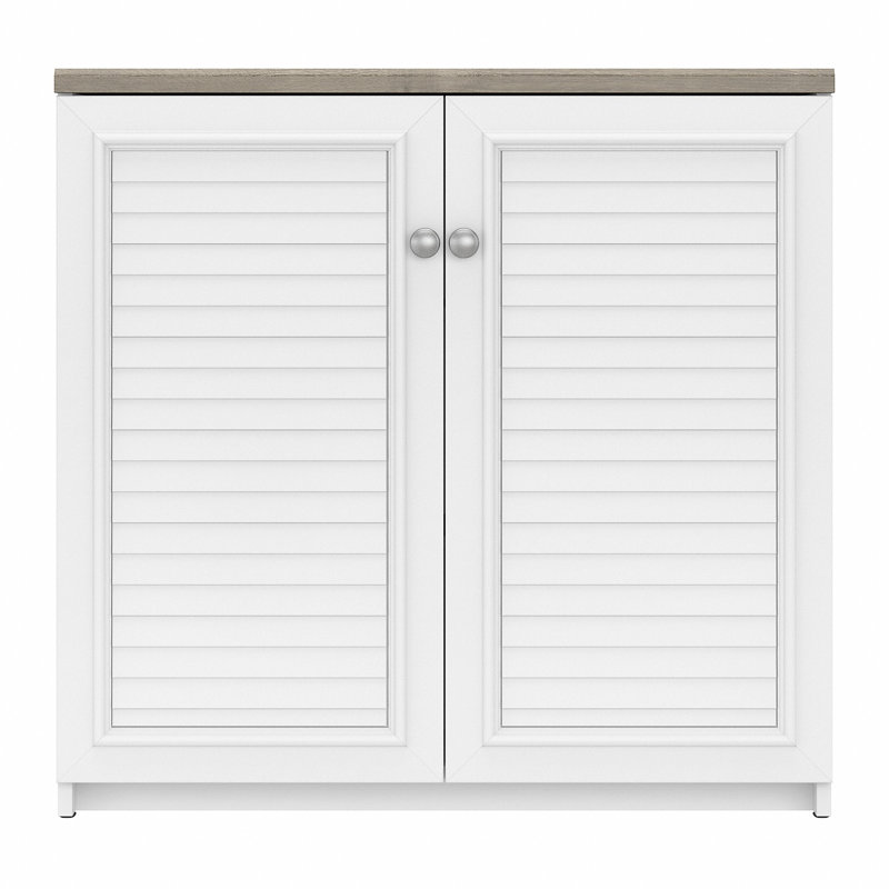Waelder 32'' Wide 3 - Shelf Storage Cabinet, Shiplap Gray/White