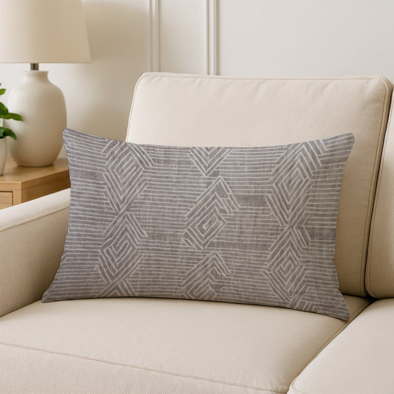 Coussin décoratif intérieur et extérieur Modern, Gris géométrique 12, Rectangle H 20 po x l 14 po
