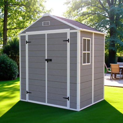 Campcraft 6*5ft Resin Storage Shed,plastic Garden Tool Outside Sheds,high Quality Pp Material,strong Structure,waterproof,rust And Uv Proof,large Storage Space,12mm Thick Pp Board,hd Window Lighting