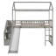 Lit mezzanine simple avec deux tiroirs et glissade, lit maison avec glissade-950374539