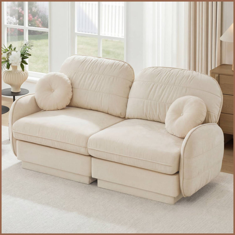 Canapé en chenille Cloud, H 37,4 po x l 73,2 po x P 33,4 po, Beige