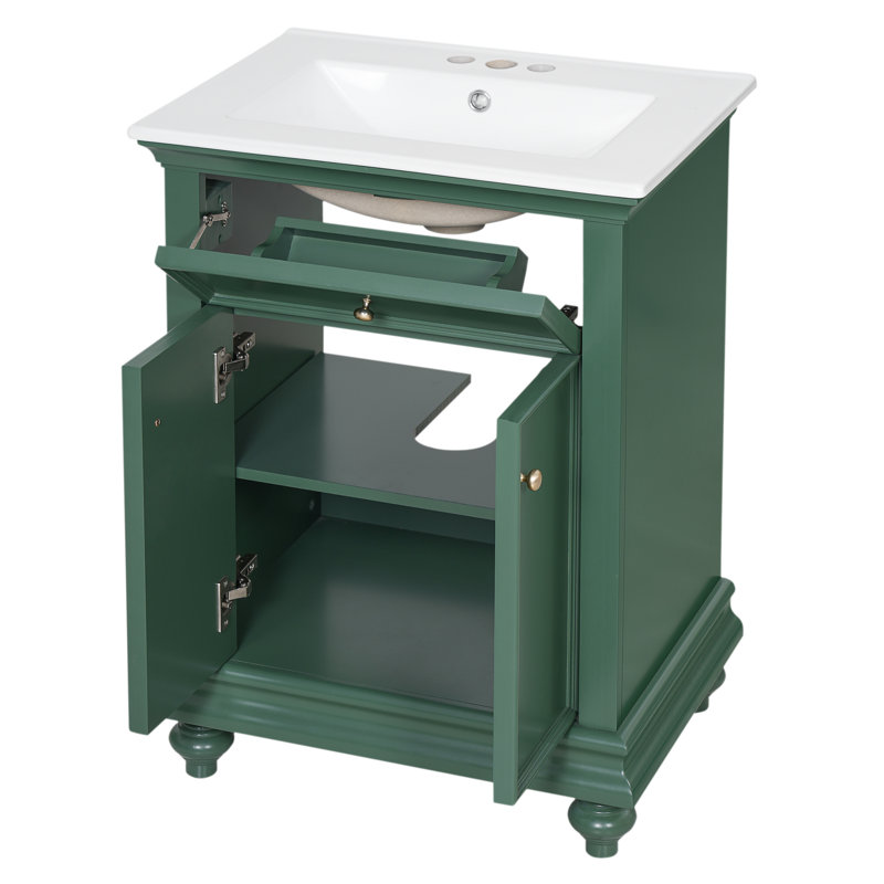 Meuble-lavabo moderne 24 po avec tiroir basculant, Vert