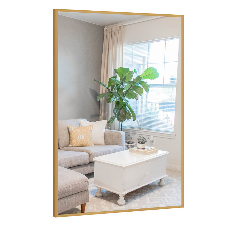Talma Wood Flat Mirror, 38" H x 26" W, Gold