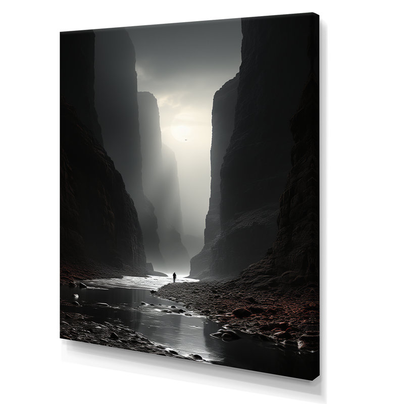 Décoration murale noir et blanc Canyon I - Canyon, H 44 po x l 34 po x P 1,5 po, Toile tendue