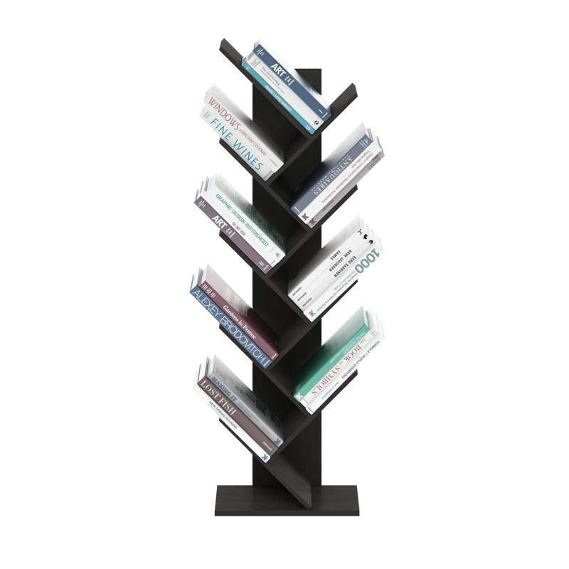 Bibliothèque en bois Korou, Espresso foncé, (9 tablettes) H 50,9 po x l 15,7 po x P 8,4 po