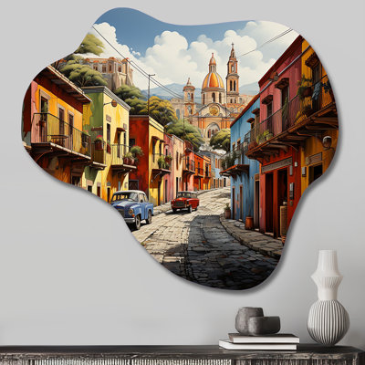 Mexico Mexican Fiesta City III - Asymmetrical Mexico Metal Art, Cloud Metal Wall Sculpture Print