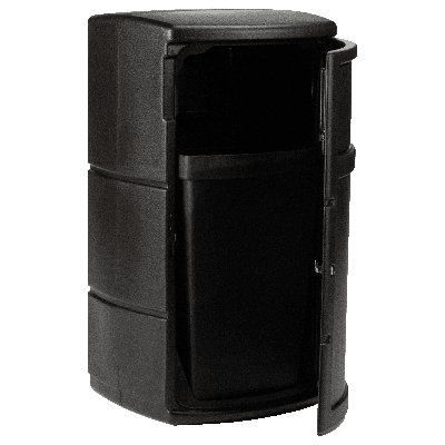 Polytec Side Entry Trash Container, Square, Dual Flipper, Dome Top