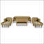 Ensemble de canapé en osier PE 6 pièces, canapé d'extérieur en rotin avec coussins doubles, pieds de table en bois-1415884308